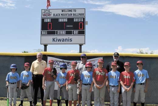 kiwanis donates little league scoreboard